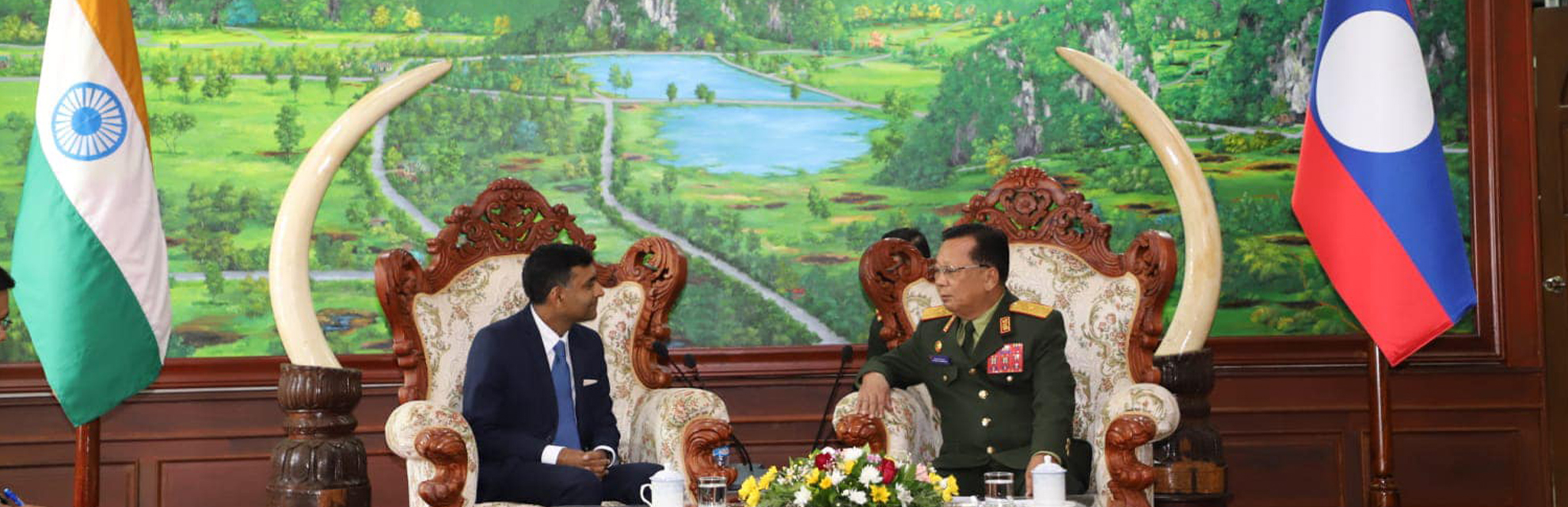 Ambassador of India to Laos Prashant Agarwal visits General Chansamone Chanyalth, deputy PM and minister of national defense, Laos
