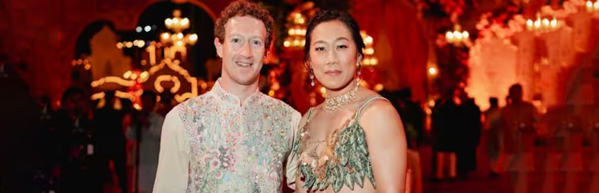 Meta CEO Mark Zuckerberg in Indian attire, with his wife at Anant Ambani’s pre-wedding celebrations