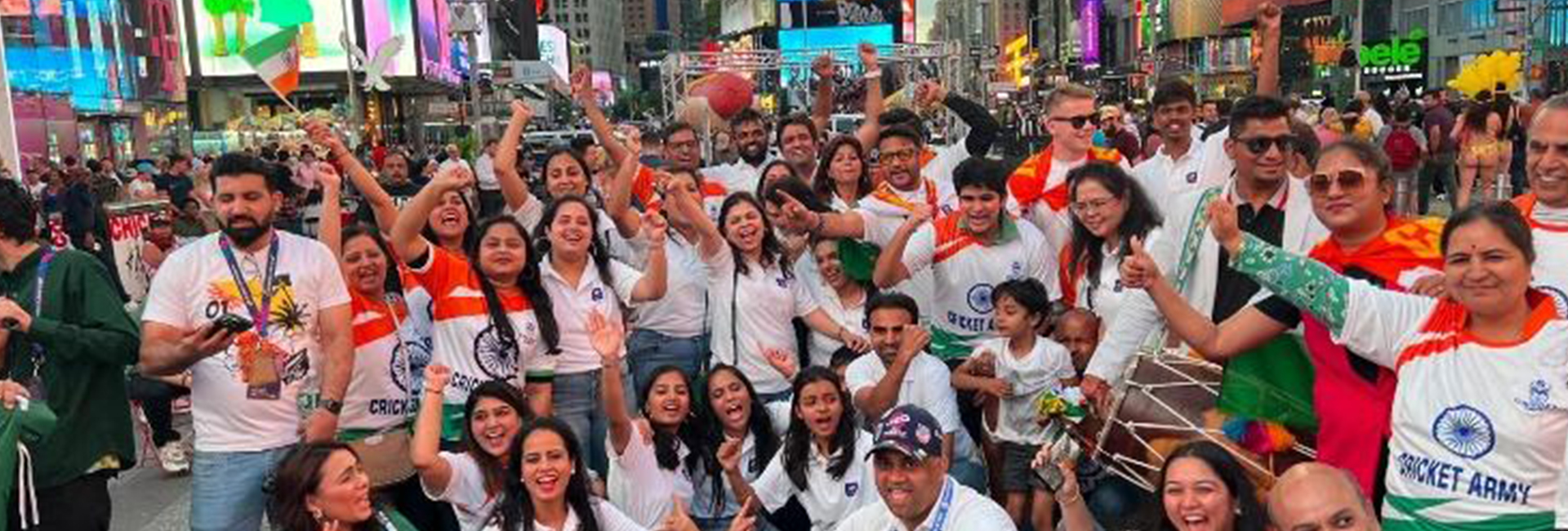 Indian Americans during the celebration of India’s T20 World Cup victory at Times Square in New York