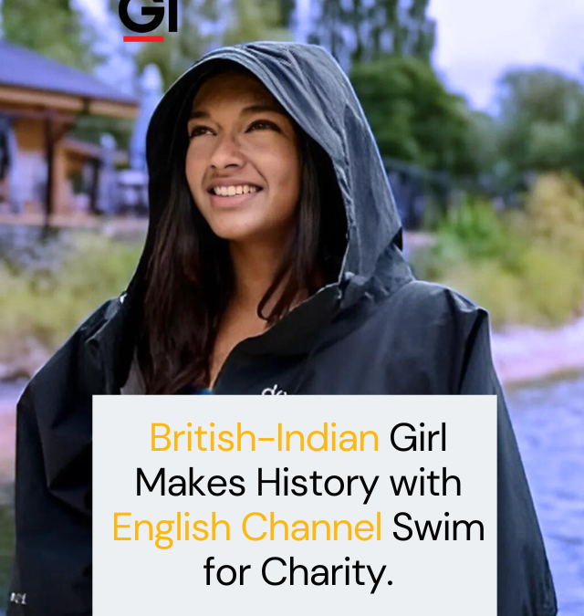 British-Indian Girl Makes History with English Channel Swim for Charity.