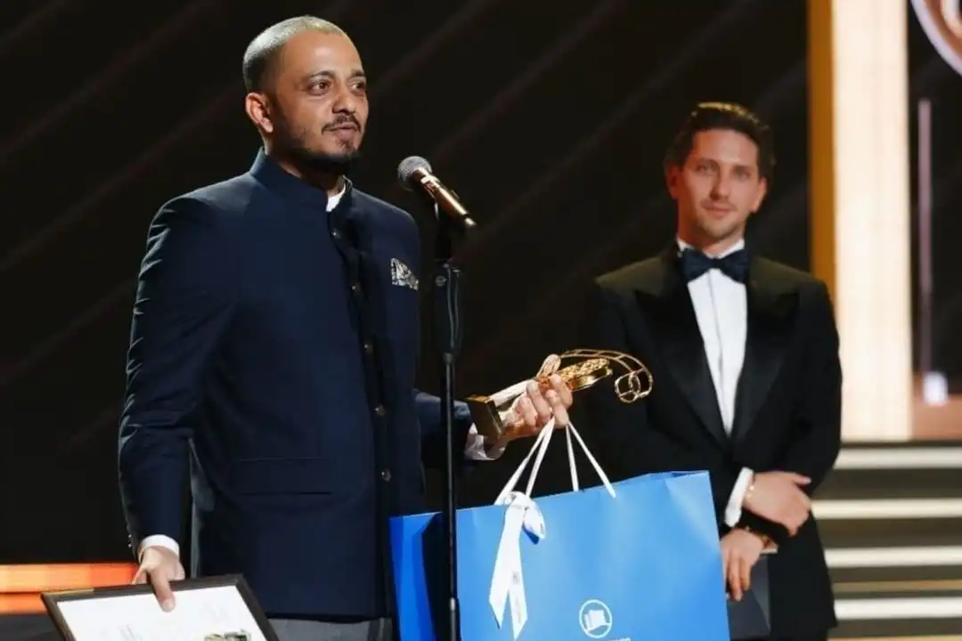 Chidambaram, director of Malayalam blockbuster ‘Manjummel Boys’ while receiving the Best Music award for the film at the Kino Bravo International Film Festival in Russia