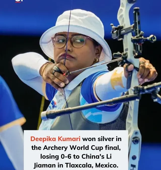 Deepika Kumari secures her fifth silver at the Archery World Cup Final.