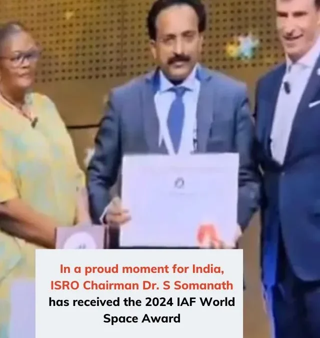 Isro chief S Somanath receives IAF World Space Award for Chandrayaan-3 success