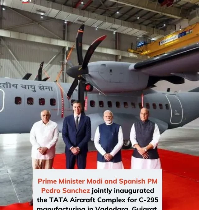 PM Modi, Spain PM Sanchez inaugurate India’s first private military aircraft plant in Vadodara
