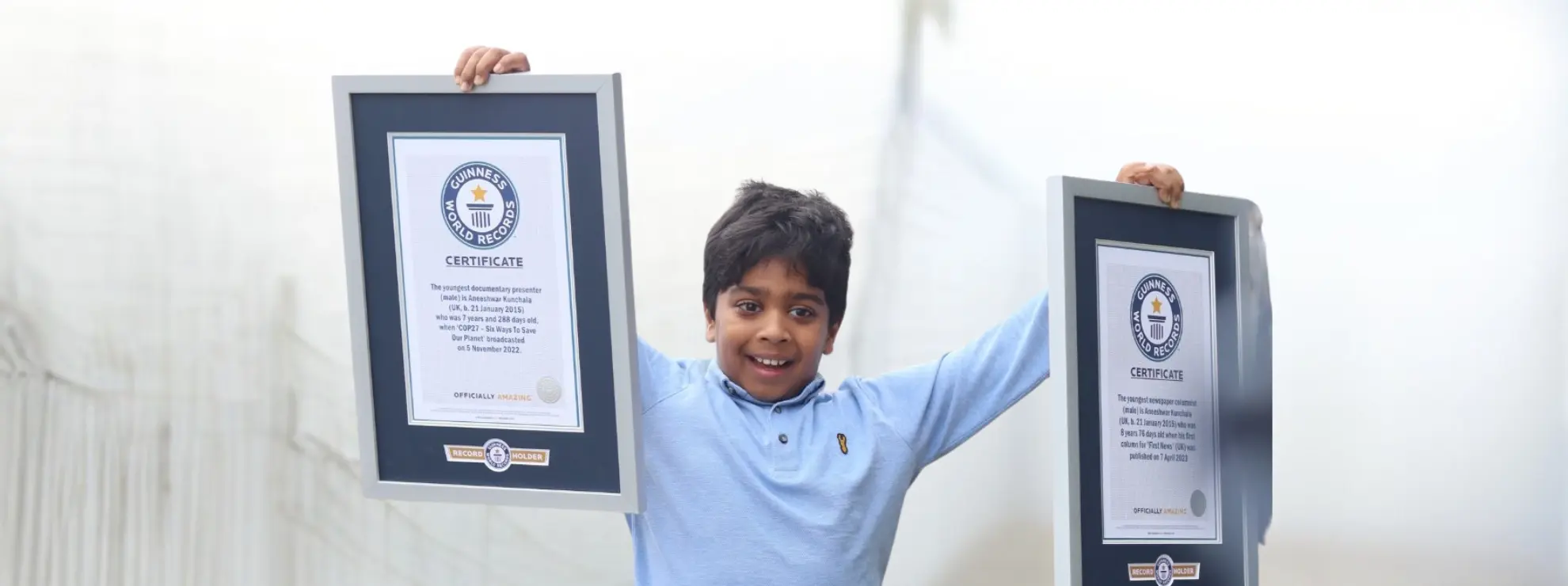 British-Indian boy Aneeshwar Kunchala sets a record as the world’s youngest newspaper columnist