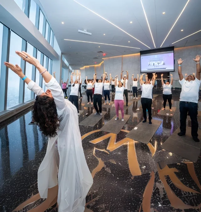 India marked the beginning of the Yoga Day countdown atop One World Trade Center, New York.