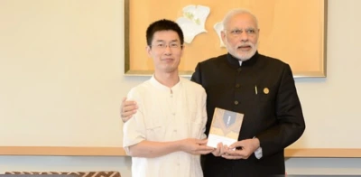 Professor Wang Zhicheng with Narendra Modi