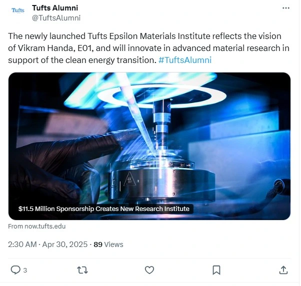 Tufts' Tweet_Vikram Handa 