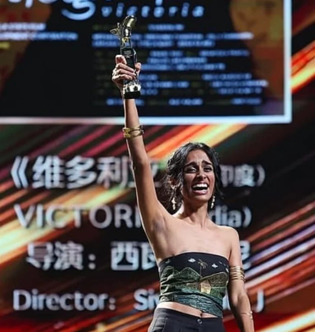 Indian actress Meenakshi Jayan wins Best Actress award at the Shanghai Film Festival for Malayalam film Victoria.