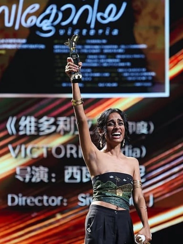 Indian actress Meenakshi Jayan wins Best Actress award at the Shanghai Film Festival for Malayalam film Victoria.