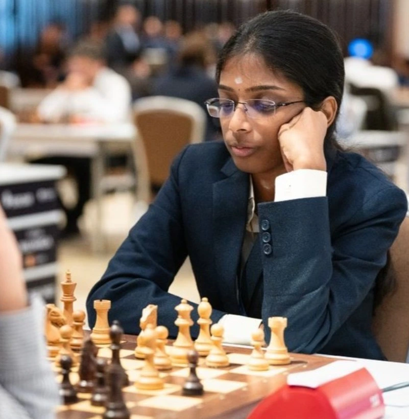 R Vaishali at the World Cup 2023 tournament