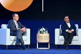 Larry Fink with Mukesh Ambani