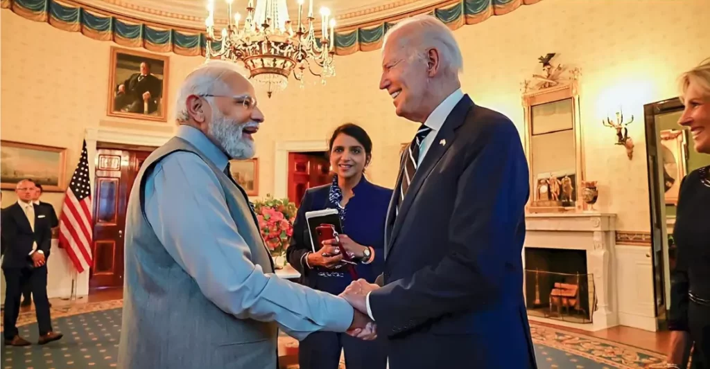 Gurdeep Kaur Chawla with Modi and Biden