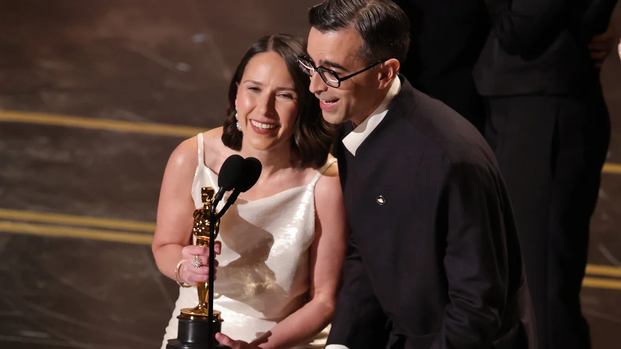 Alexandre Singh and Natalie Musteata at the 2026 Oscars Stage
