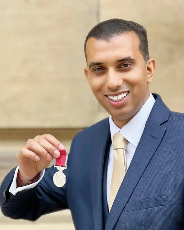 Rekesh Chauhan after being honoured with the British Empire Medal (BEM)