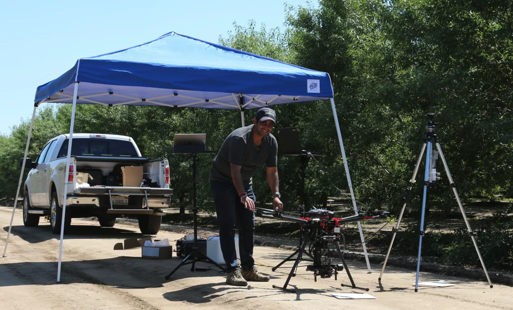 Dr Keshav Singh_Drone Setup at the UofCalifornia Farm