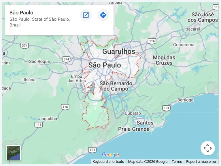 Map, Sao Paulo, Brazil