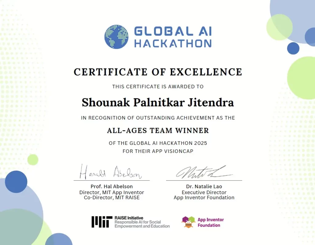 Shounak Palnitkar's Global AI Hackathon Certificate