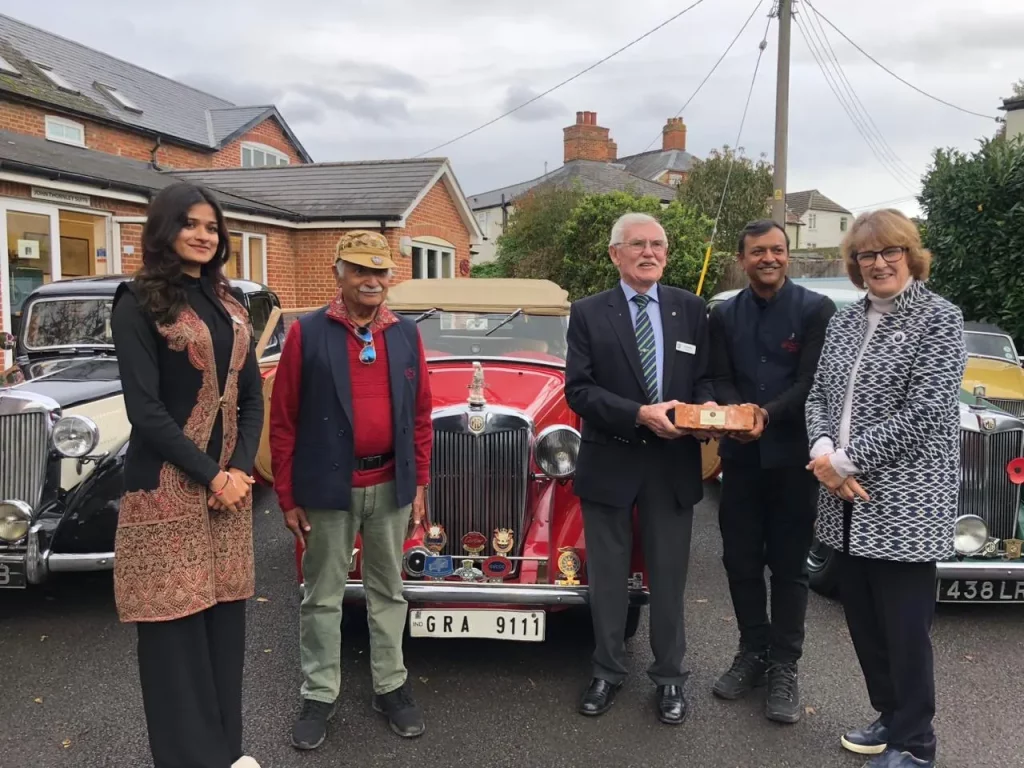 The Thakore's were presented Brick No. 226 of 500, preserved from the original MG factory at Abingdon, as a commemorative honour