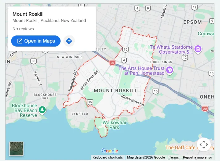 Mount Roskill Map, Auckland